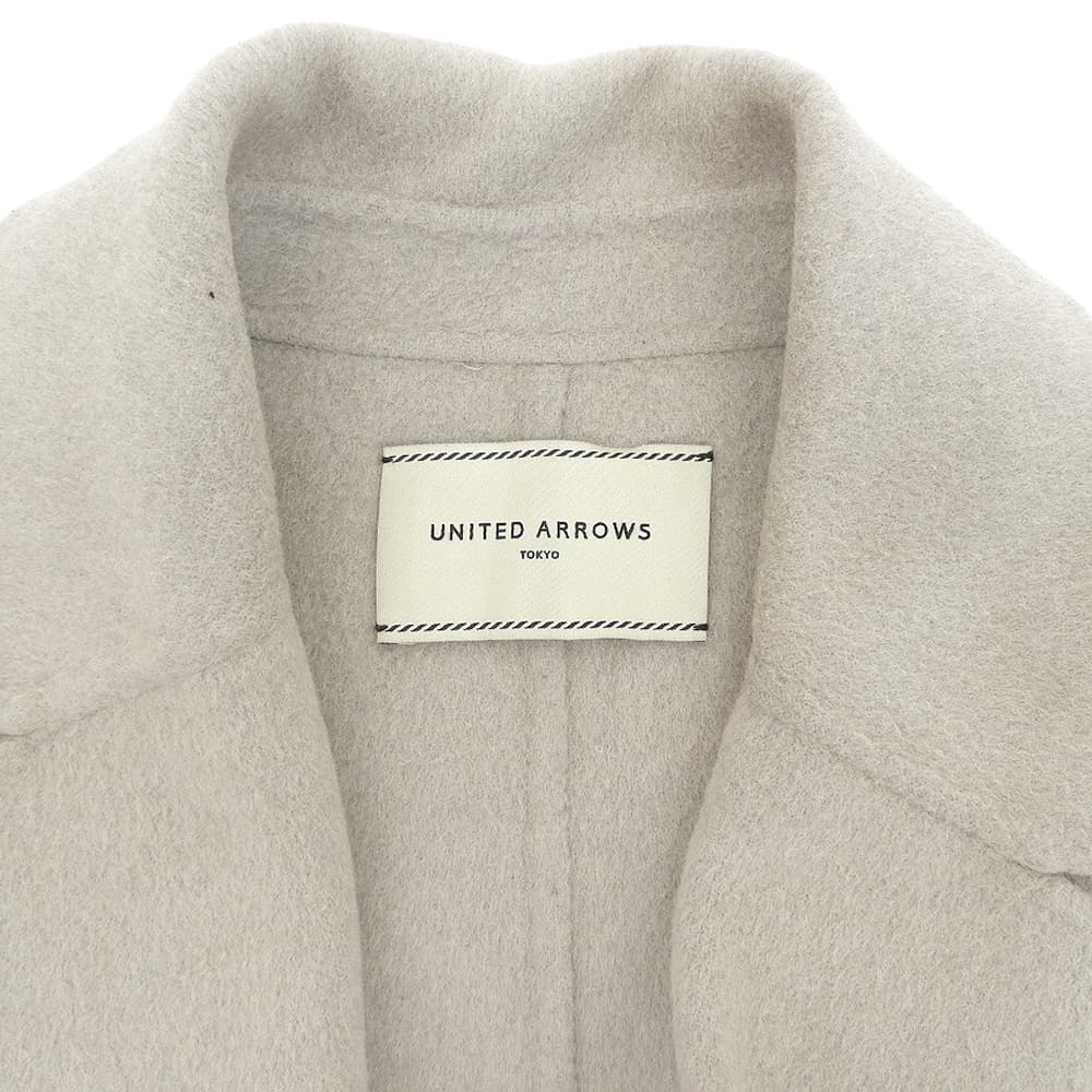 UNITED ARROWS Reversible tailored belted coat, wool and angora blend, women's, gray, 36, 1525-199-3933, coat