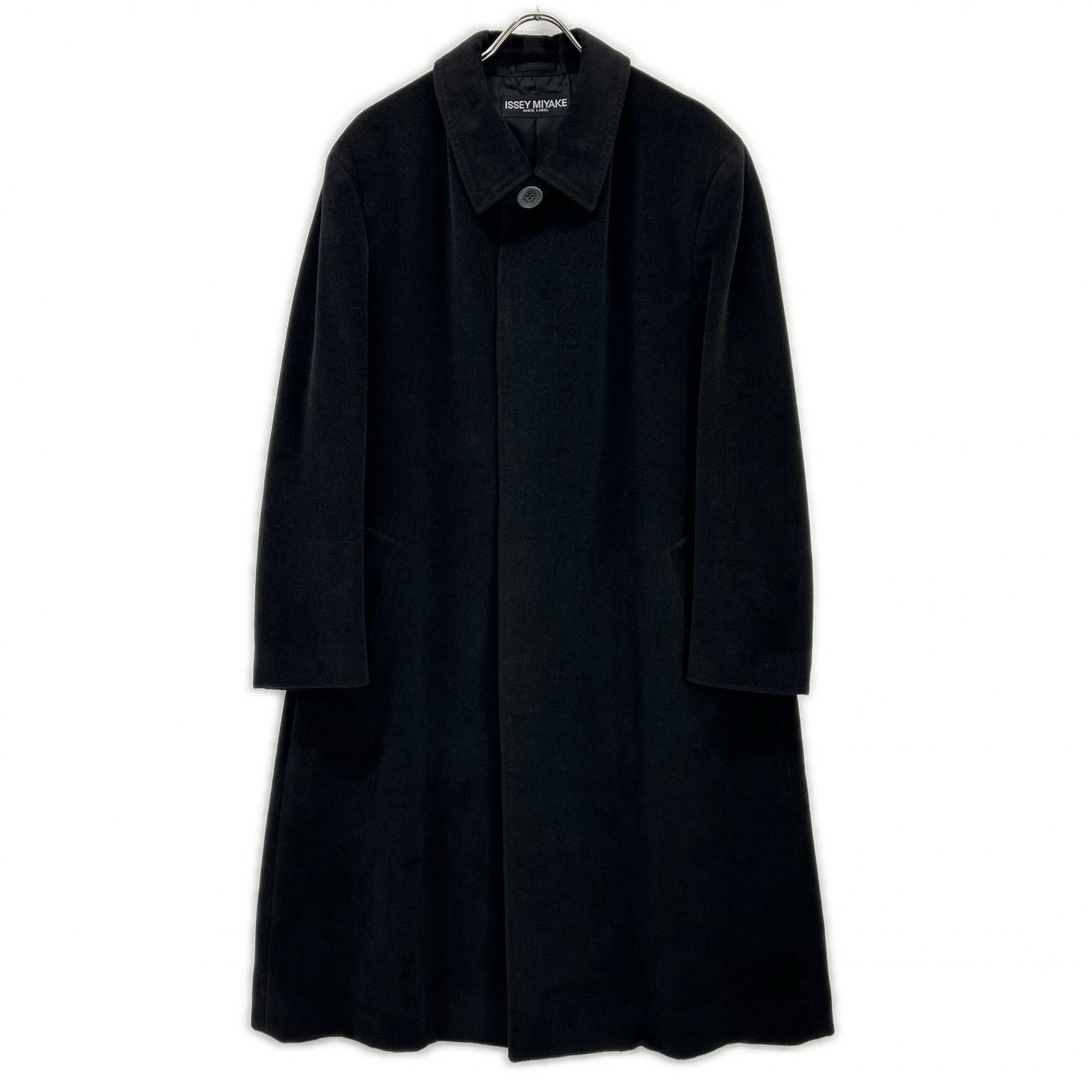 ISSEY MIYAKE イッセイミヤケ 【WHITE LABEL】03年 ME34FA528 ブラック アンゴラ×ウール ステンカラーコート コート