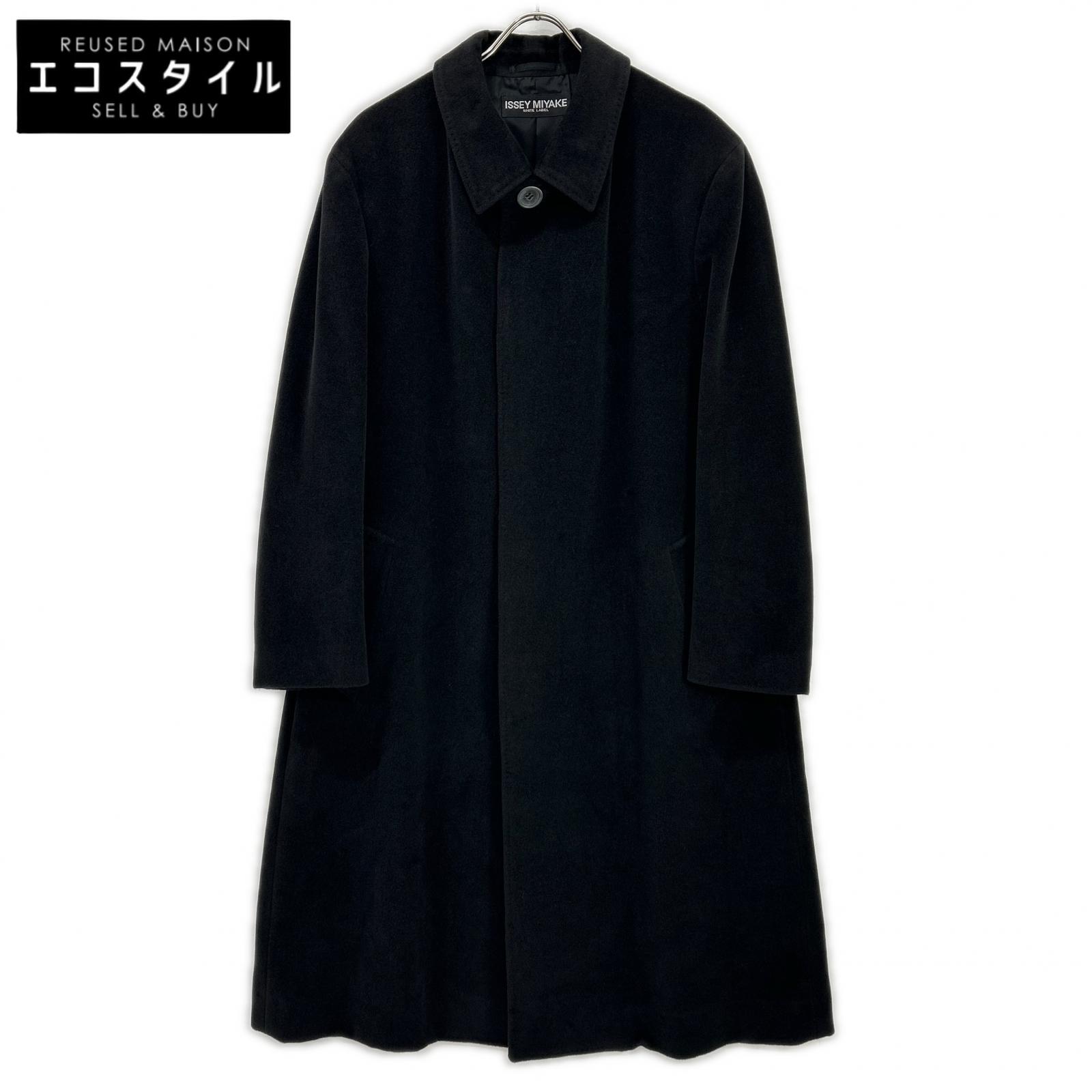 ISSEY MIYAKE イッセイミヤケ 【WHITE LABEL】03年 ME34FA528 ブラック アンゴラ×ウール ステンカラーコート コート