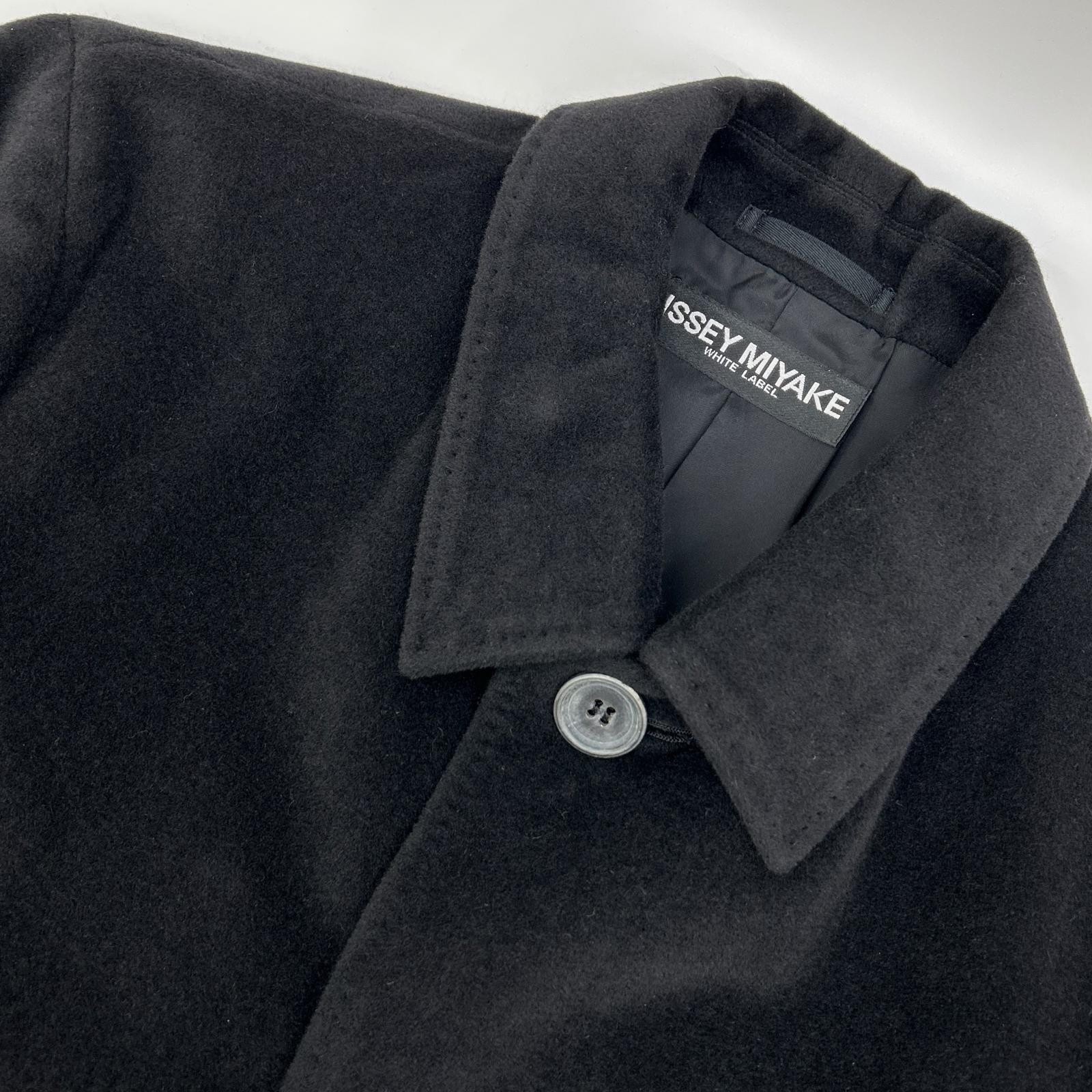 ISSEY MIYAKE イッセイミヤケ 【WHITE LABEL】03年 ME34FA528 ブラック アンゴラ×ウール ステンカラーコート コート