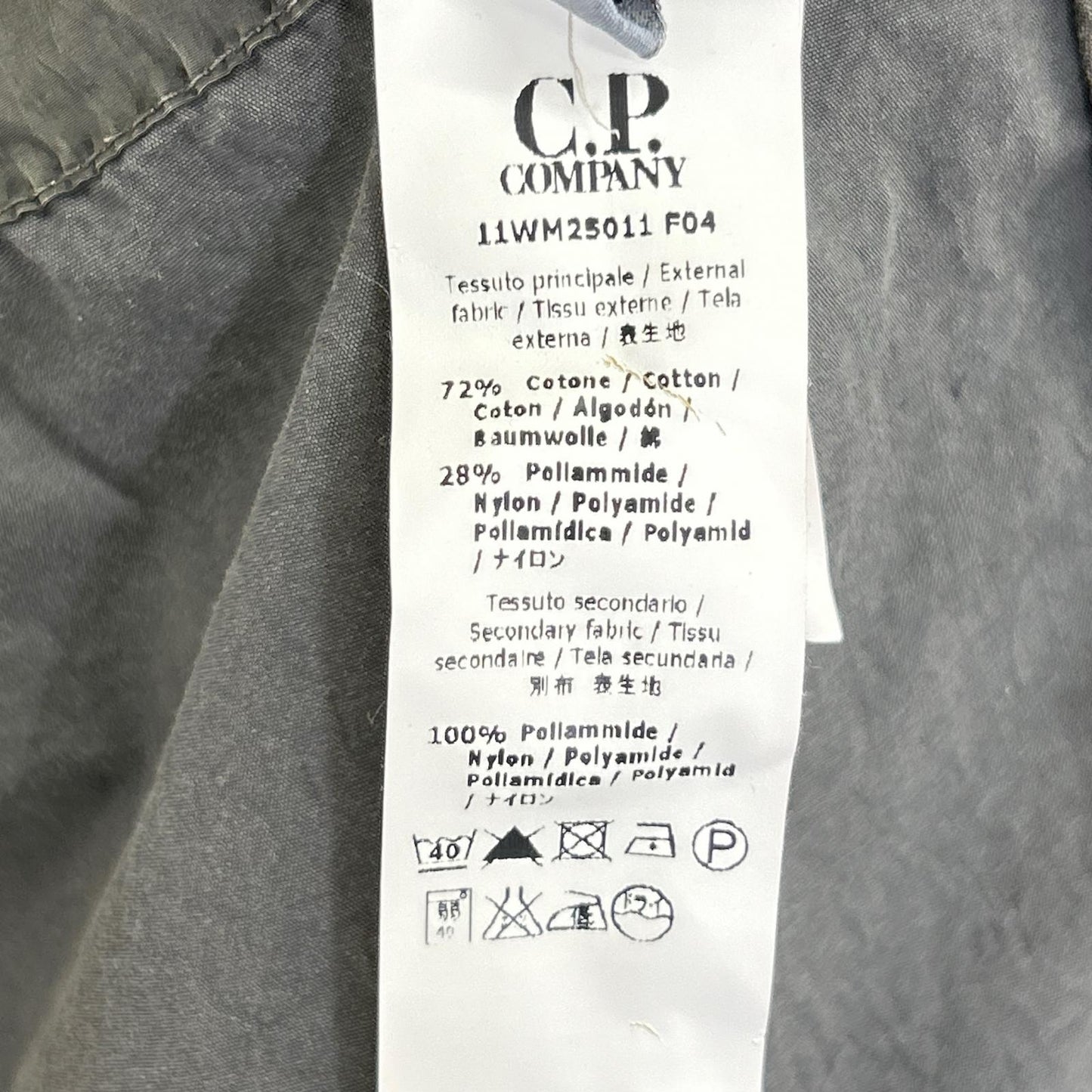 C.P.COMPANY シーピーカンパニー 11WM25011 F04 グレー ガーメントダイ コットンナイロン ミリタリージャケット ジャケット