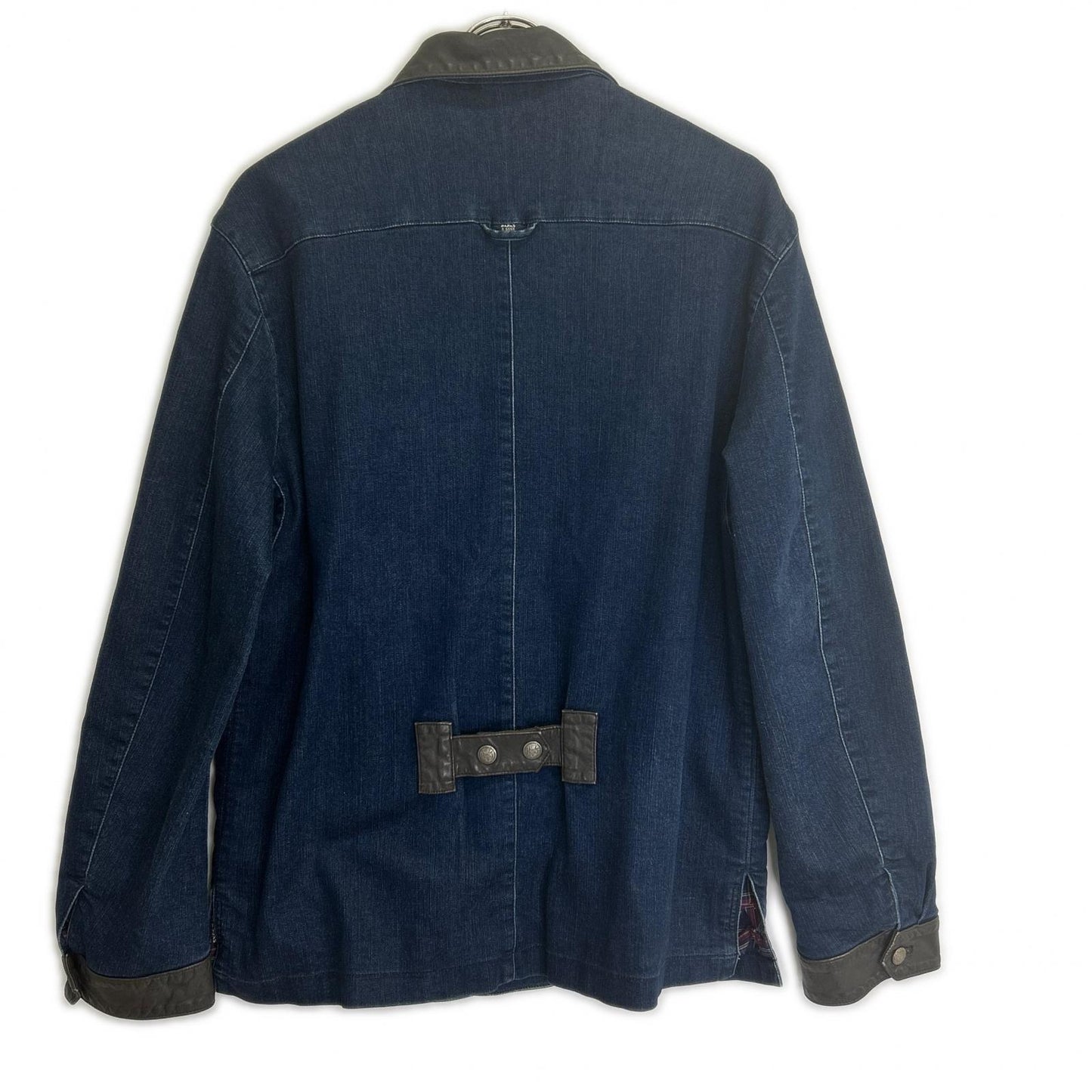 Papas パパス D0414F JM003 インディゴ レザー切替 デニムカバーオール ジャケット