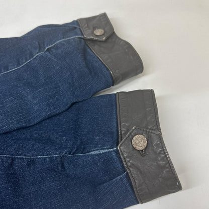 Papas パパス D0414F JM003 インディゴ レザー切替 デニムカバーオール ジャケット
