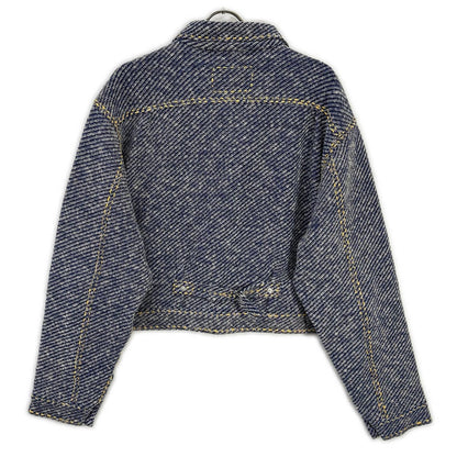 gim context ジムコンテキスト 25105140 ブルー Hand-Stitched Damaged Denim Knit Jacket ジャケット