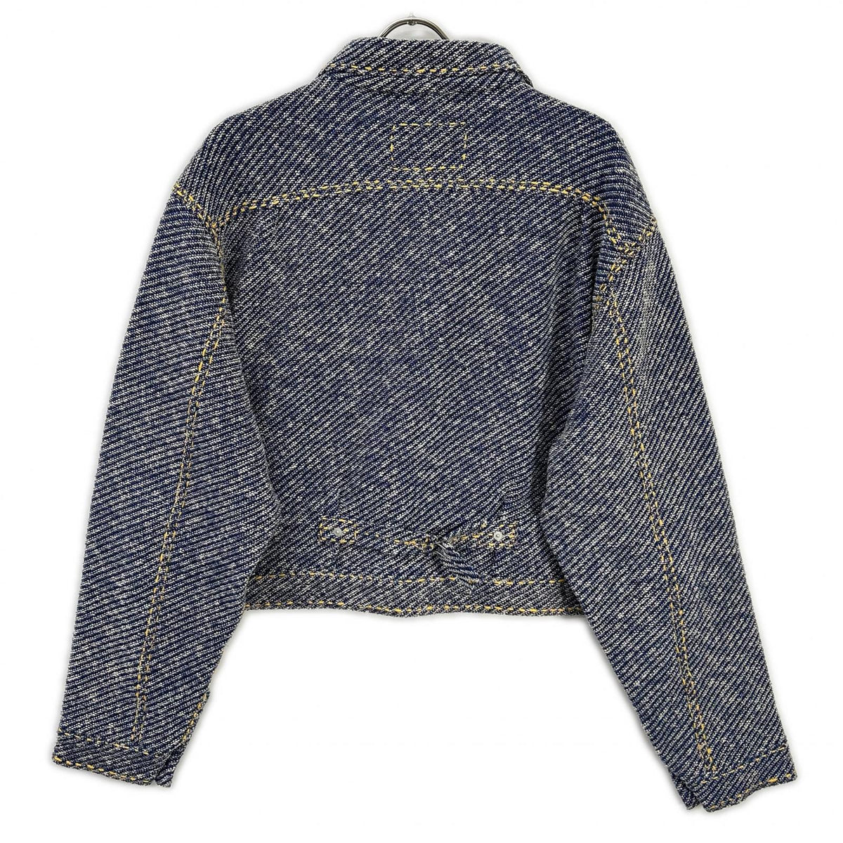 gim context 25105140 blue Hand-Stitched Damaged Denim Knit Jacket