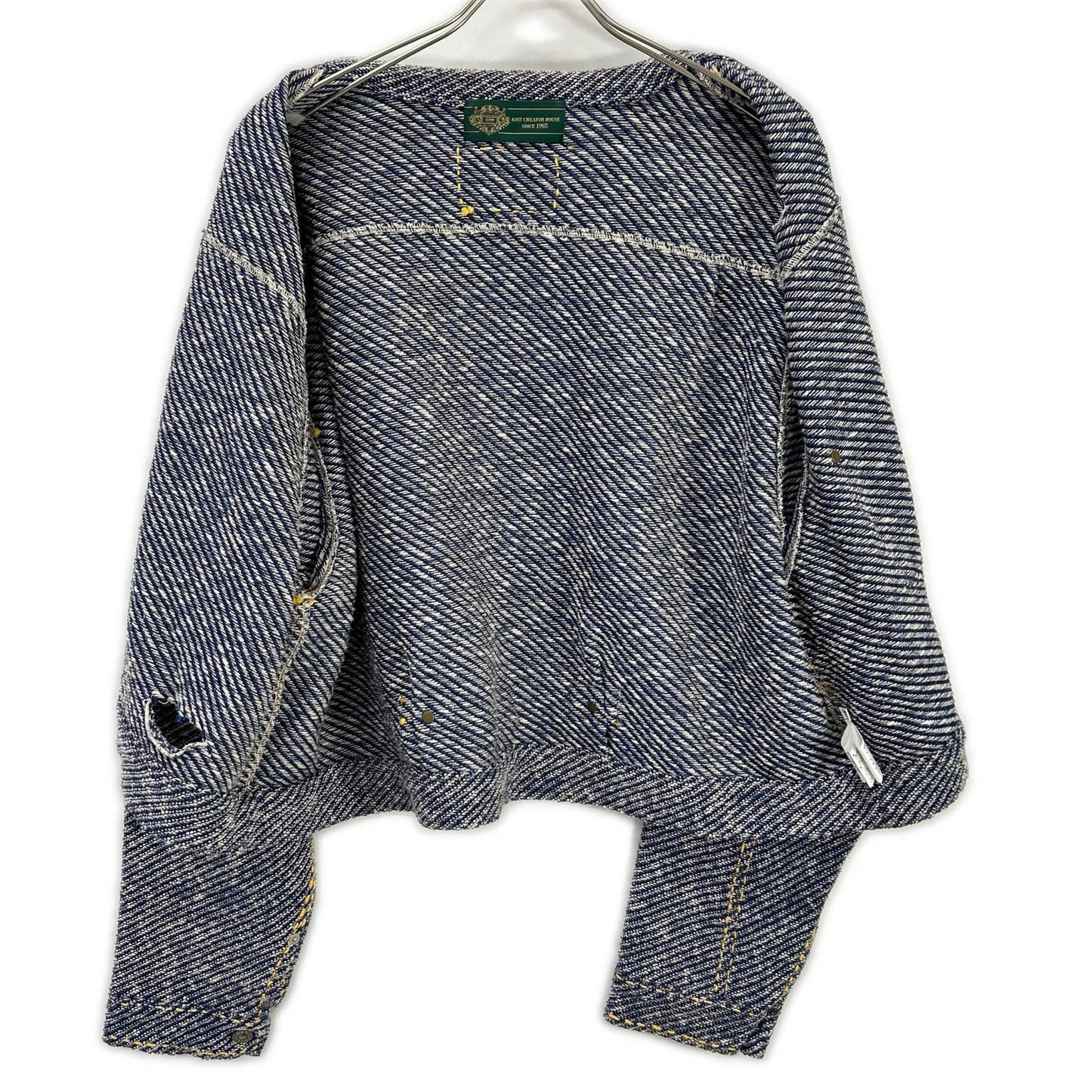 gim context ジムコンテキスト 25105140 ブルー Hand-Stitched Damaged Denim Knit Jacket ジャケット