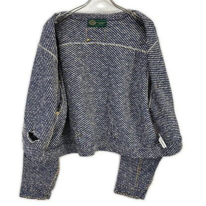 gim context ジムコンテキスト 25105140 ブルー Hand-Stitched Damaged Denim Knit Jacket ジャケット