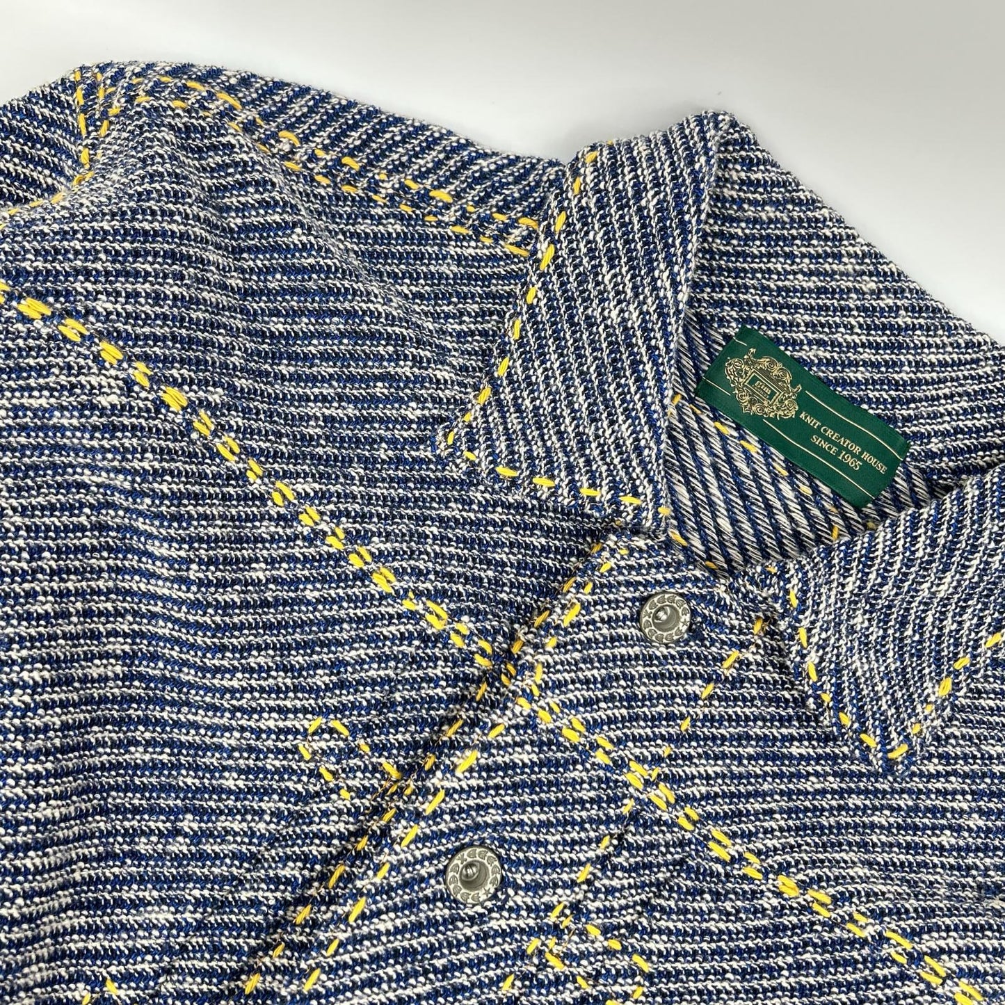 gim context ジムコンテキスト 25105140 ブルー Hand-Stitched Damaged Denim Knit Jacket ジャケット