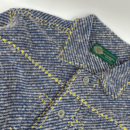 gim context ジムコンテキスト 25105140 ブルー Hand-Stitched Damaged Denim Knit Jacket ジャケット