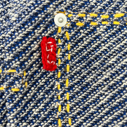 gim context ジムコンテキスト 25105140 ブルー Hand-Stitched Damaged Denim Knit Jacket ジャケット