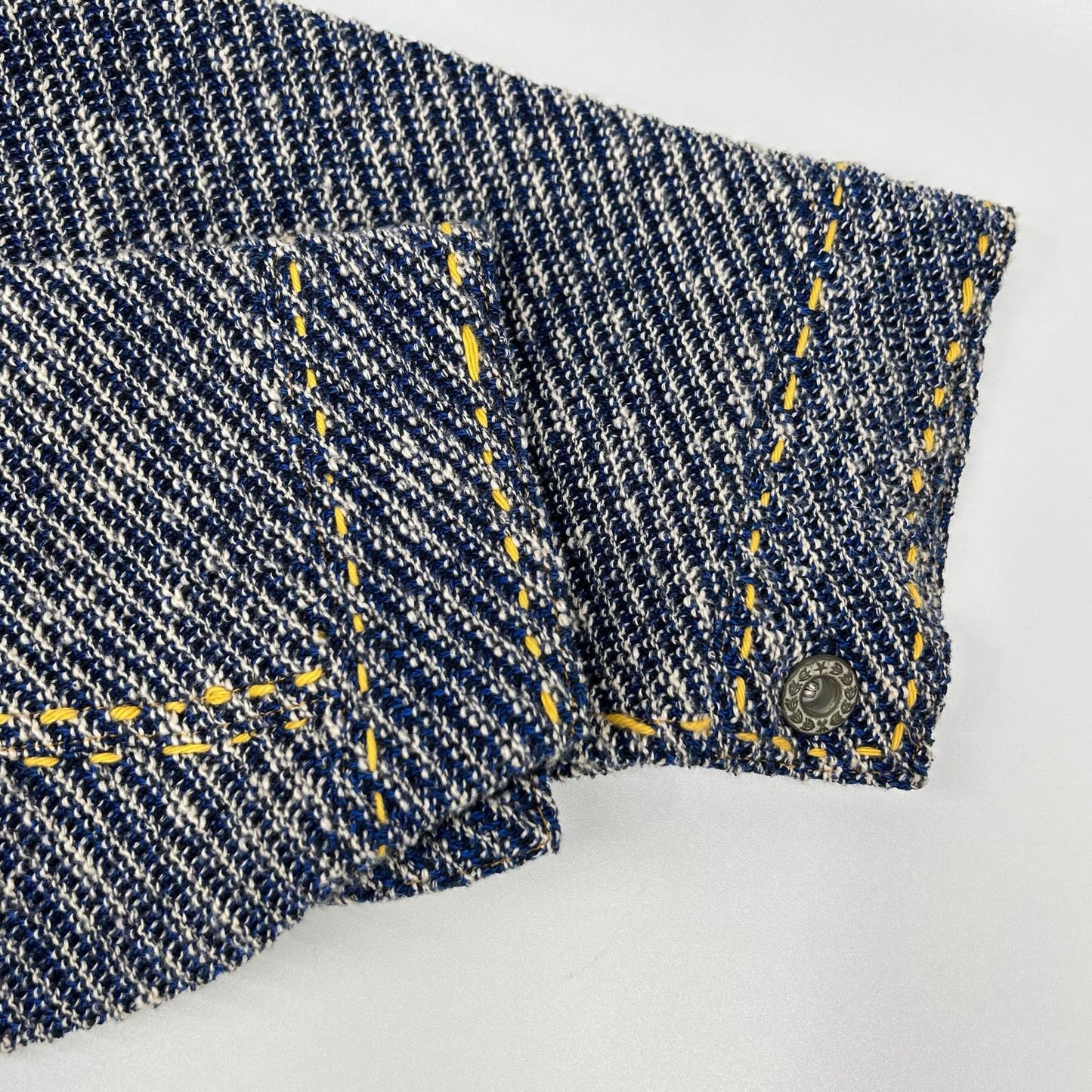 gim context ジムコンテキスト 25105140 ブルー Hand-Stitched Damaged Denim Knit Jacket ジャケット
