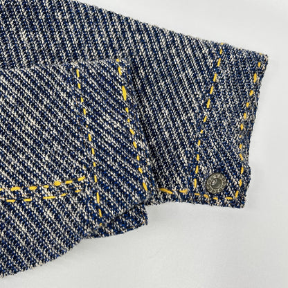 gim context ジムコンテキスト 25105140 ブルー Hand-Stitched Damaged Denim Knit Jacket ジャケット
