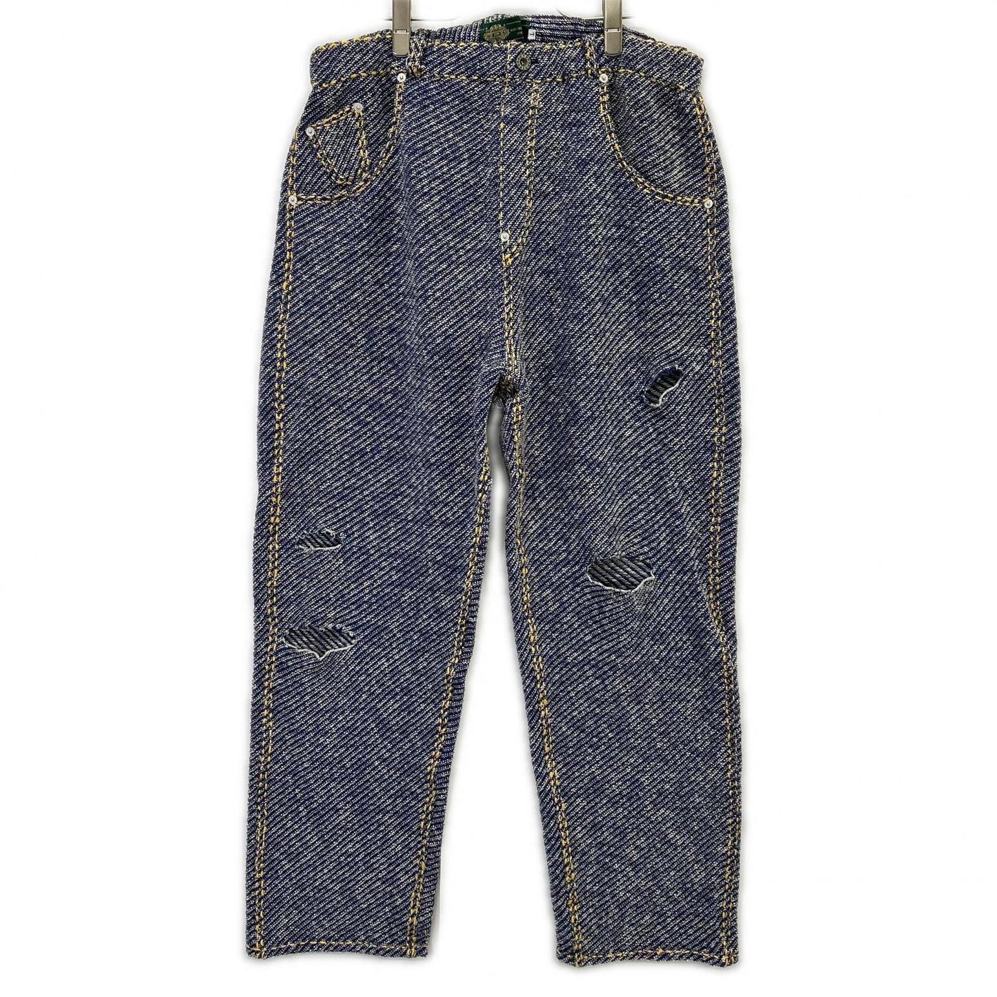 gim context ジムコンテキスト 25105150 ブルー Hand-Stitched Damaged Denim Knit Pants ボトムス