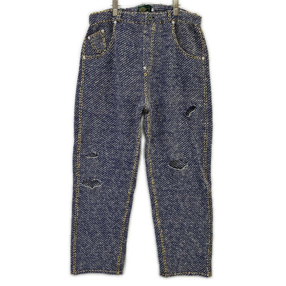 gim context ジムコンテキスト 25105150 ブルー Hand-Stitched Damaged Denim Knit Pants ボトムス