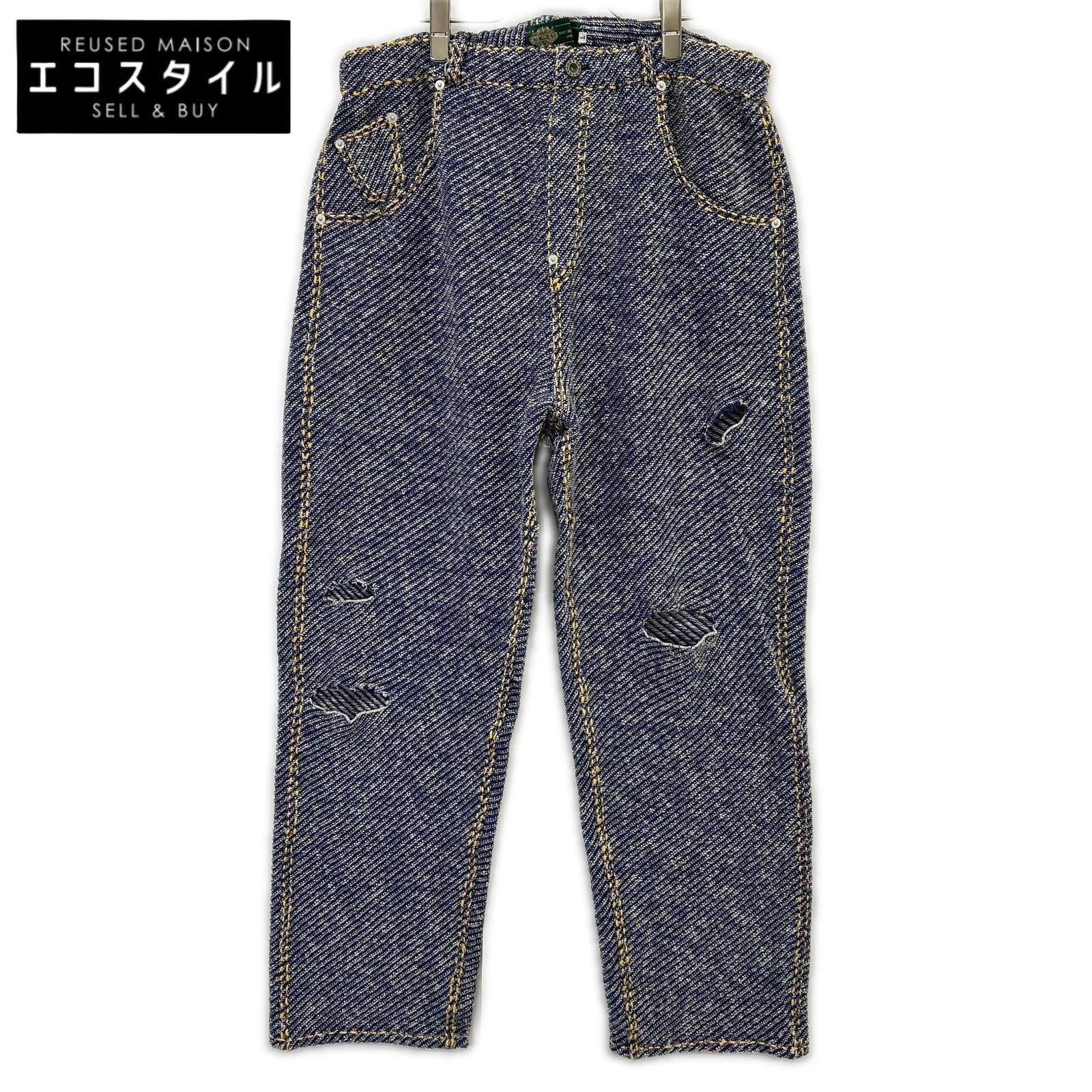 gim context ジムコンテキスト 25105150 ブルー Hand-Stitched Damaged Denim Knit Pants ボトムス