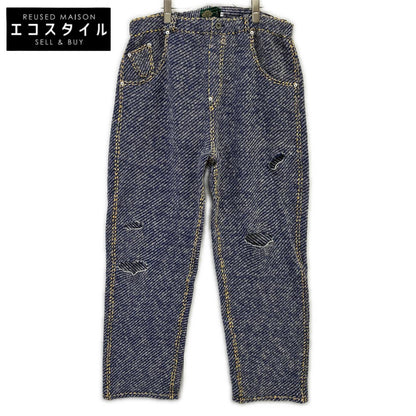 gim context ジムコンテキスト 25105150 ブルー Hand-Stitched Damaged Denim Knit Pants ボトムス