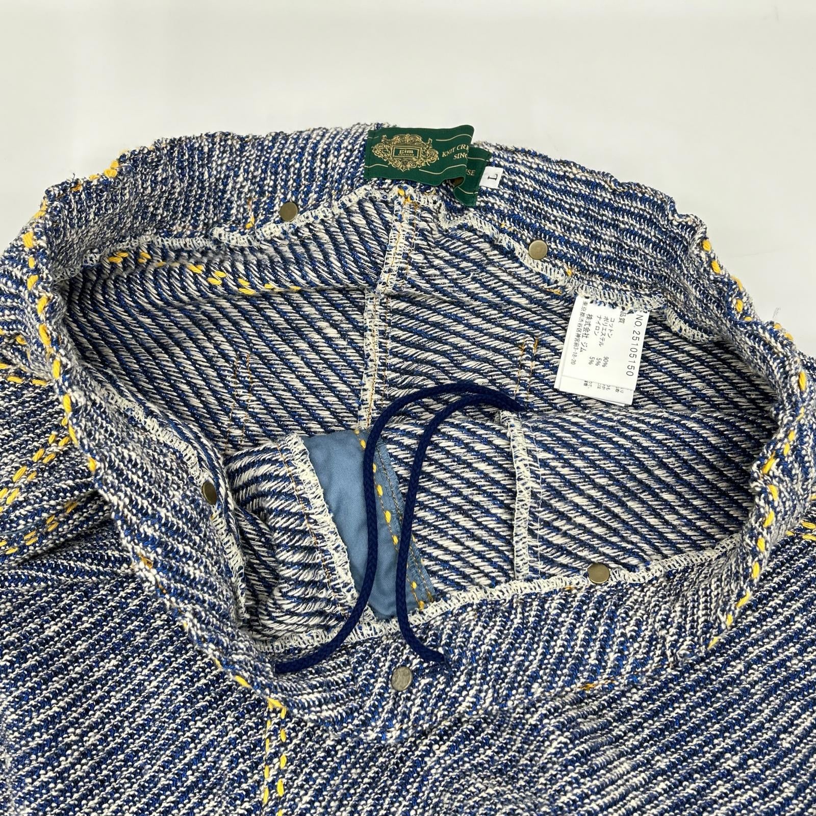 gim context ジムコンテキスト 25105150 ブルー Hand-Stitched Damaged Denim Knit Pants L gim context ジムコンテキスト 25105150 ブルー Hand-Stitched Damaged
