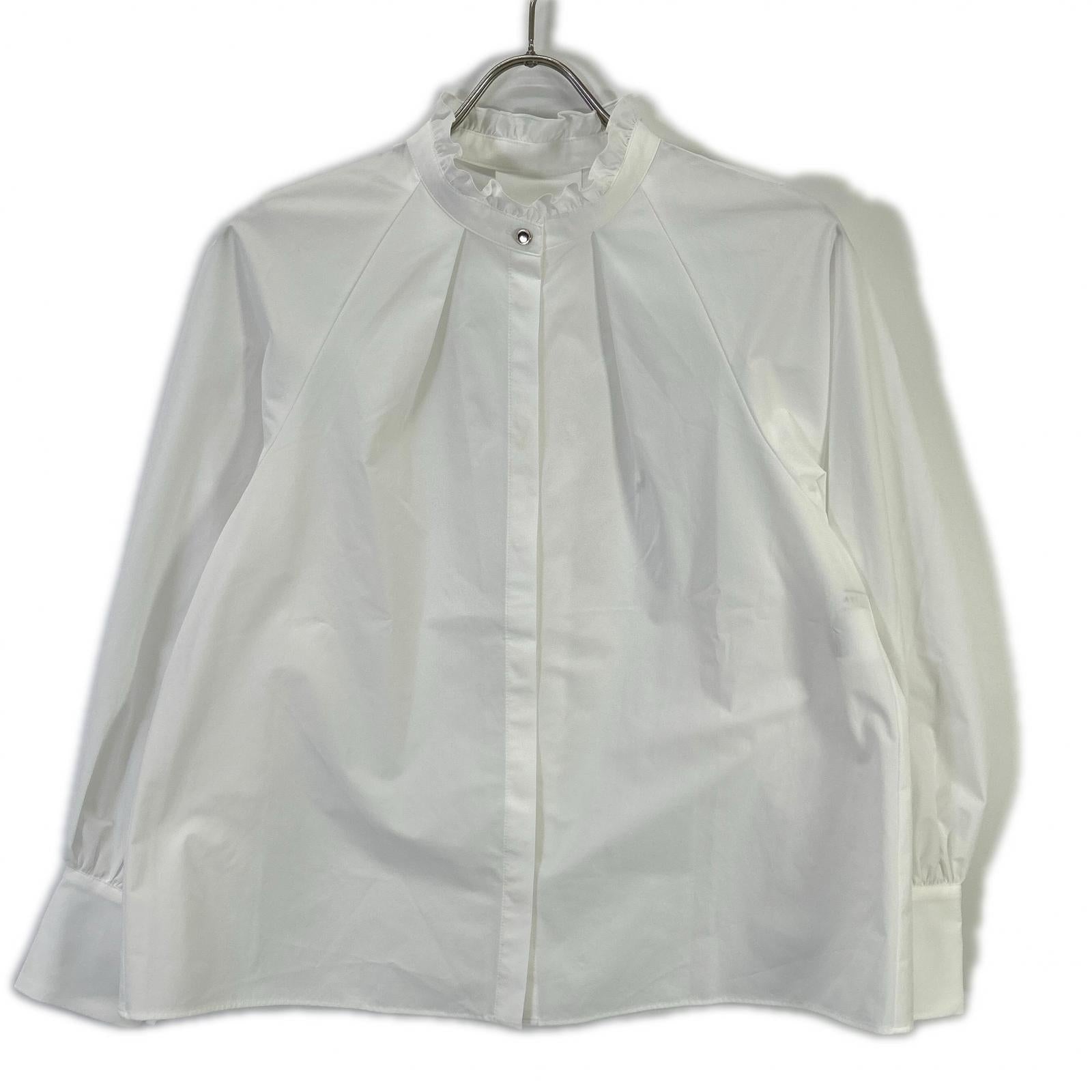 ANAYI [Eternal Line] 2026 White Tech Stretch Bow-Tie Shirt Blouse Top