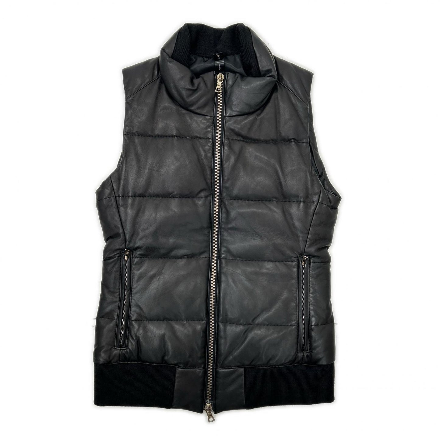 WJK rm07s Black Lamb Leather Down Vest