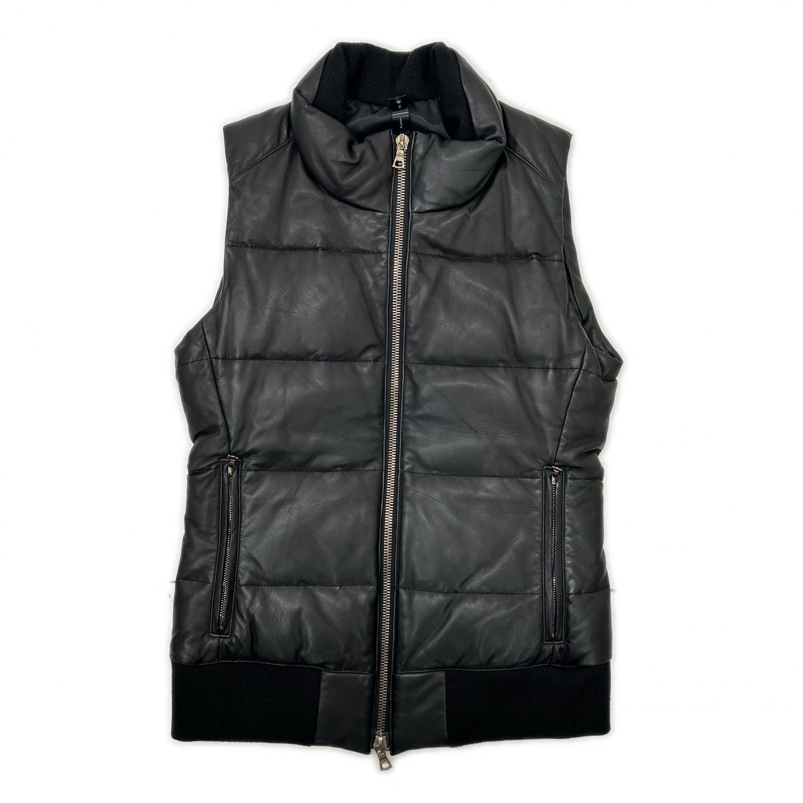 WJK rm07s Black Lamb Leather Down Vest