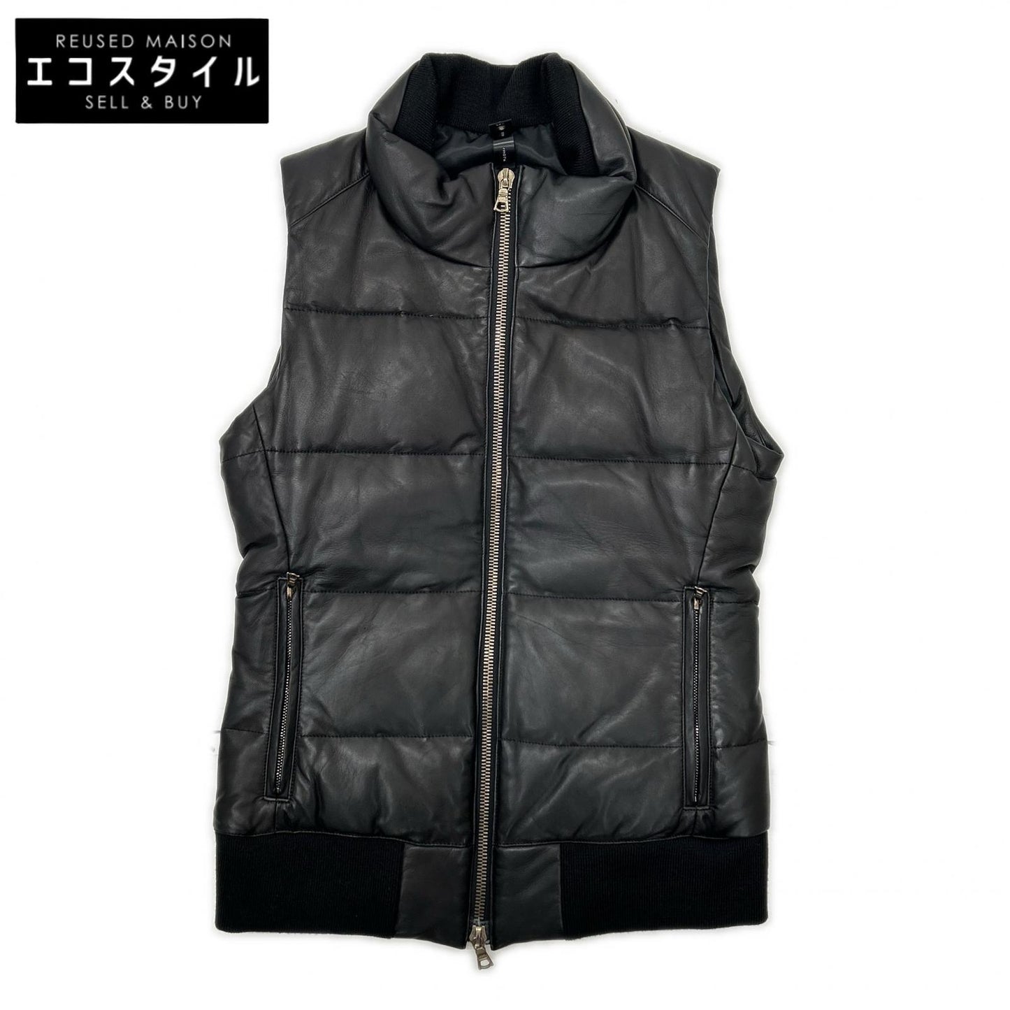 WJK rm07s Black Lamb Leather Down Vest