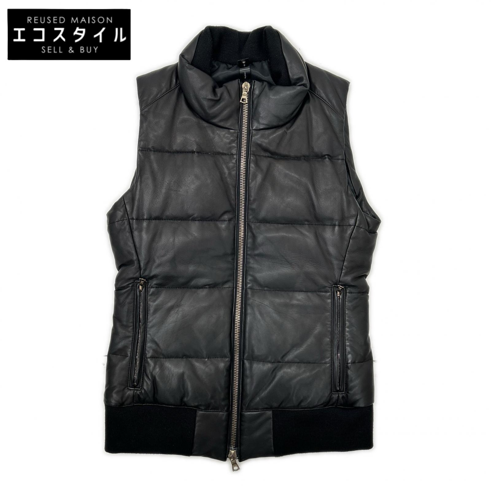 WJK rm07s Black Lamb Leather Down Vest