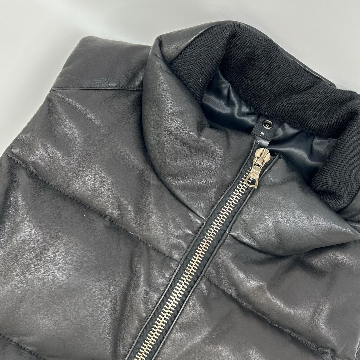 WJK rm07s Black Lamb Leather Down Vest