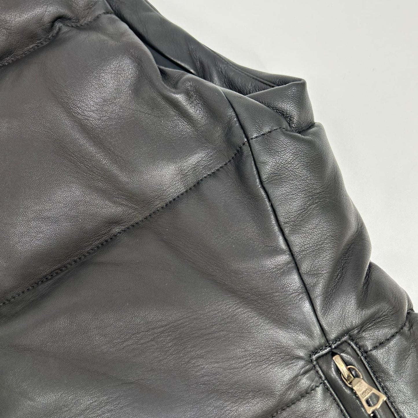 WJK rm07s Black Lamb Leather Down Vest