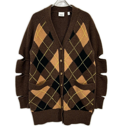BURBERRY バーバリー 8037239 ウールアーガイル カットスリーブカーディガン　ティッシ期 トップス