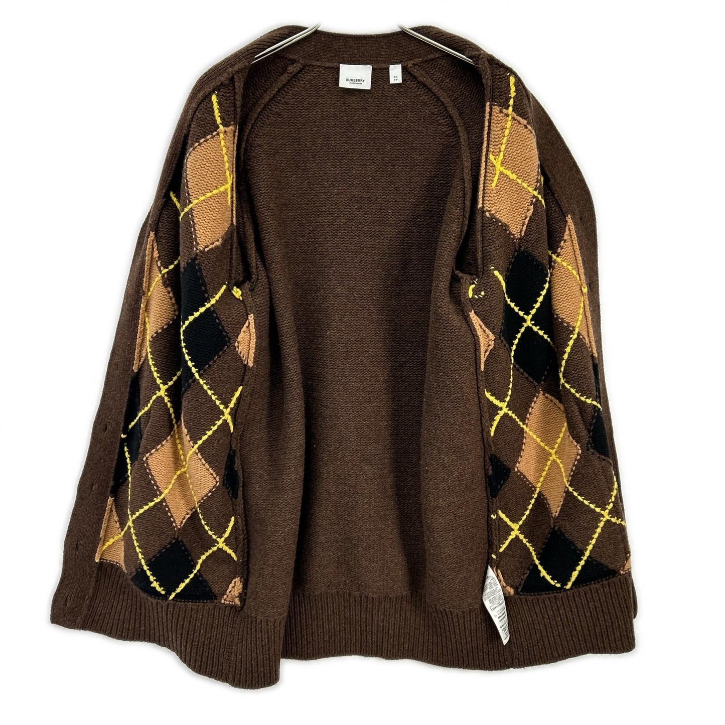 BURBERRY バーバリー 8037239 ウールアーガイル カットスリーブカーディガン　ティッシ期 トップス