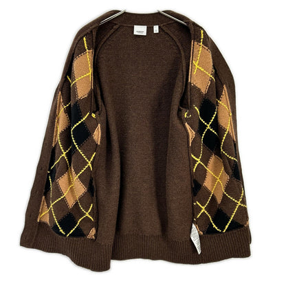 BURBERRY バーバリー 8037239 ウールアーガイル カットスリーブカーディガン　ティッシ期 トップス