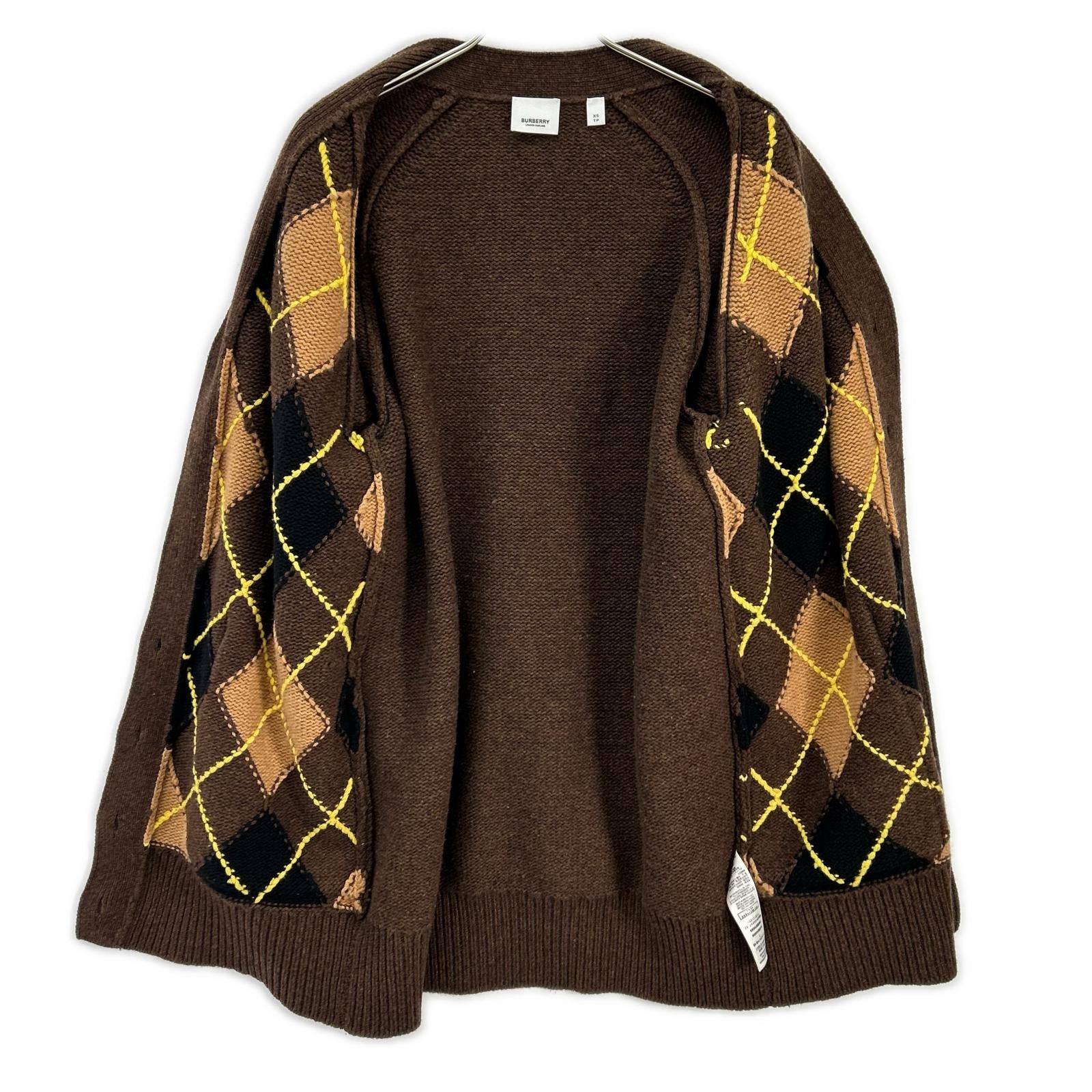 BURBERRY バーバリー 8037239 ウールアーガイル カットスリーブカーディガン　ティッシ期 トップス