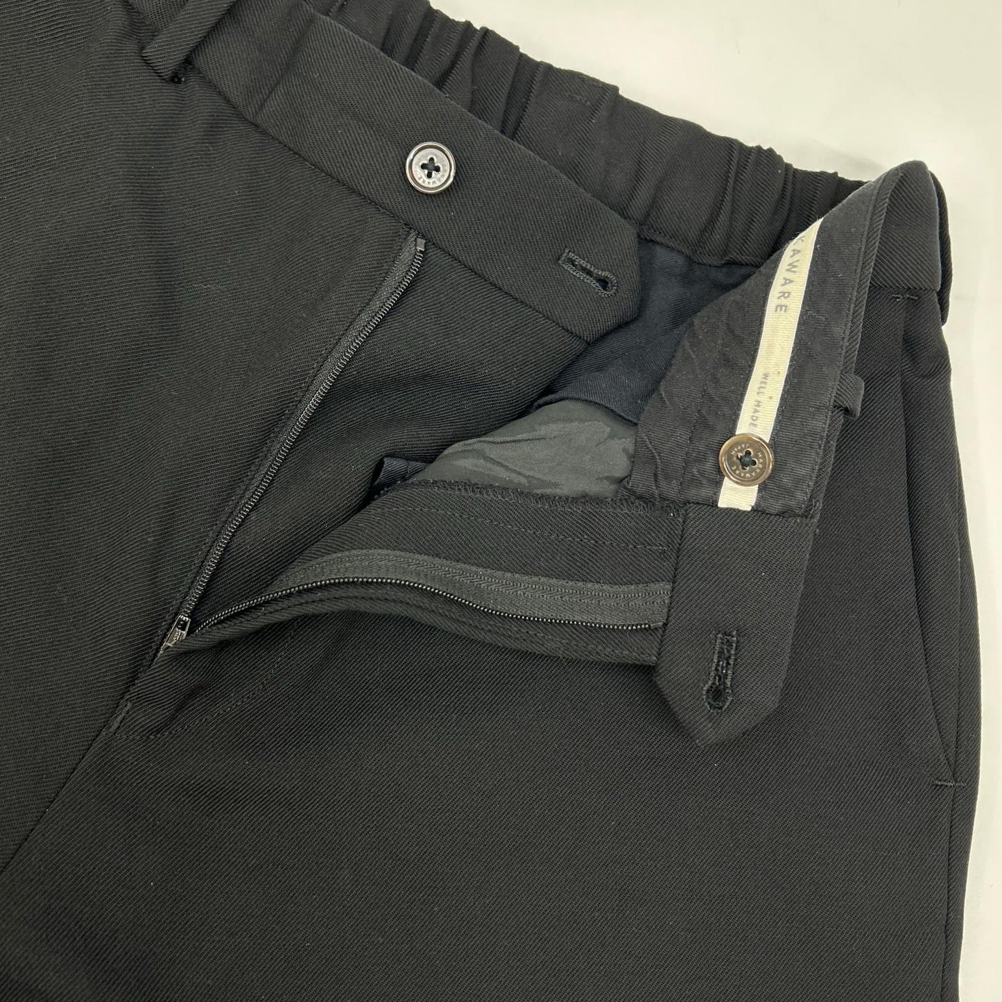 MARKAWARE マーカウエア A21C-05PT03C ブラック FLAT FRONT TROUSERS/ワンタックワイドパンツ ボトムス