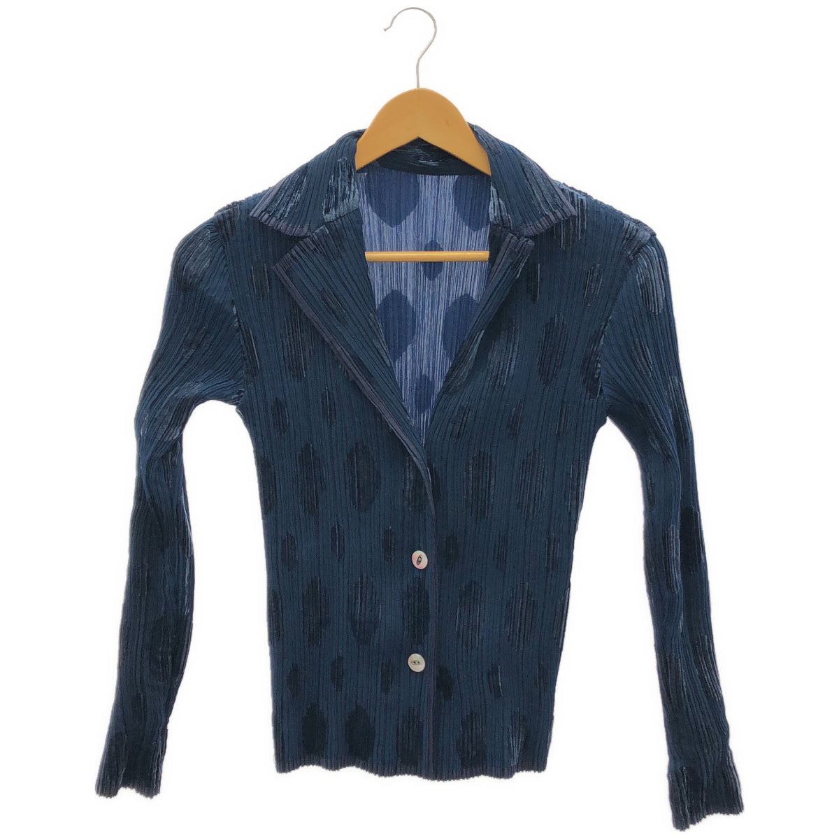 ISSEY MIYAKE FETE Issey Miyake Fete IF64-FD720 Blue large-dot long-sleeve pleated jacket jacket