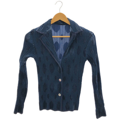ISSEY MIYAKE FETE イッセイミヤケフェット IF64-FD720 ブルー ラージドット ロングスリーブプリーツジャケット ジャケット