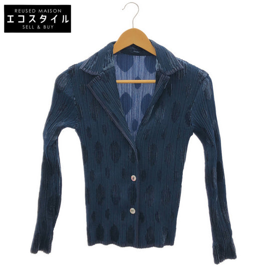 ISSEY MIYAKE FETE Issey Miyake Fete IF64-FD720 Blue large-dot long-sleeve pleated jacket jacket