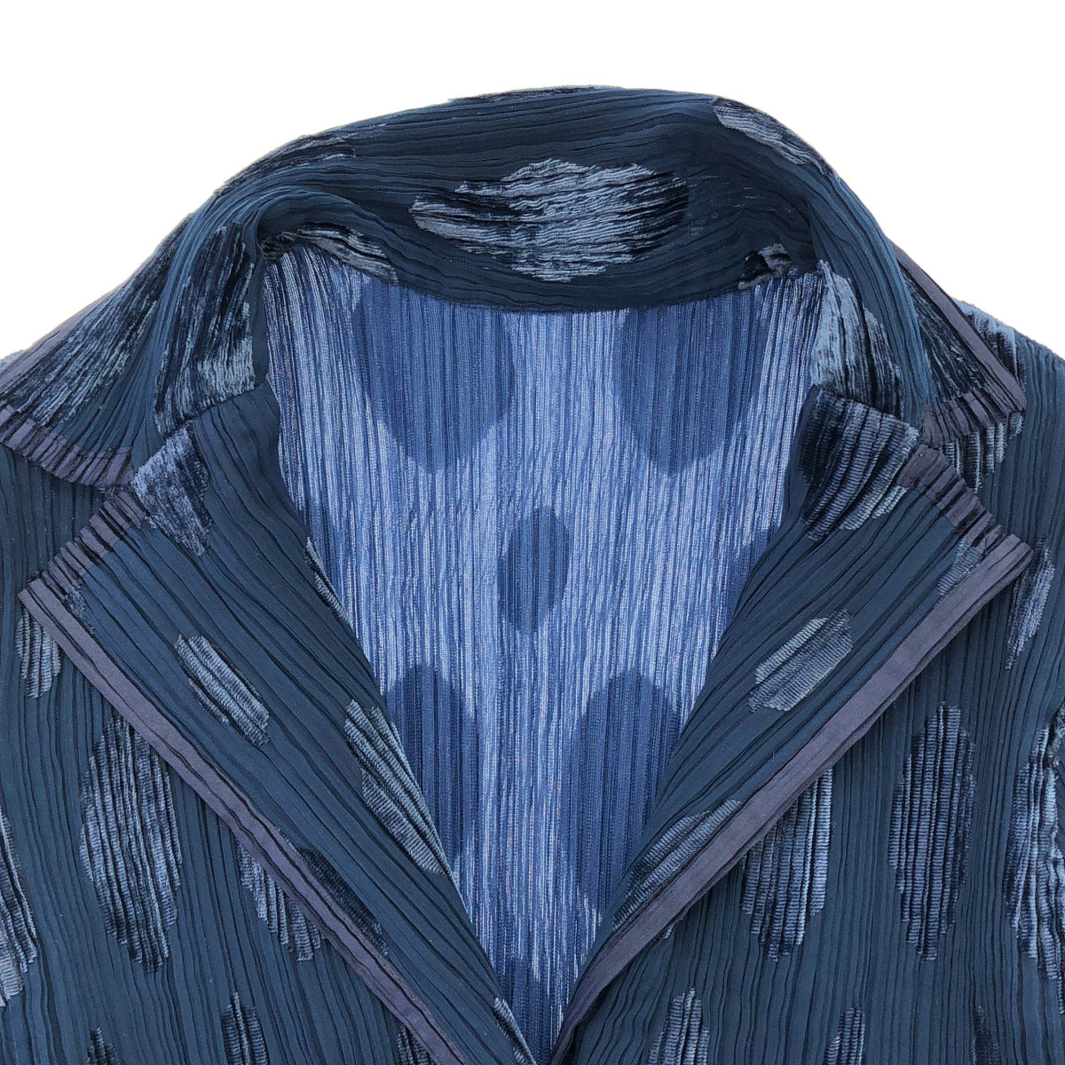 ISSEY MIYAKE FETE イッセイミヤケフェット IF64-FD720 ブルー ラージドット ロングスリーブプリーツジャケット ジャケット