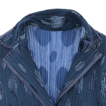 ISSEY MIYAKE FETE イッセイミヤケフェット IF64-FD720 ブルー ラージドット ロングスリーブプリーツジャケット ジャケット