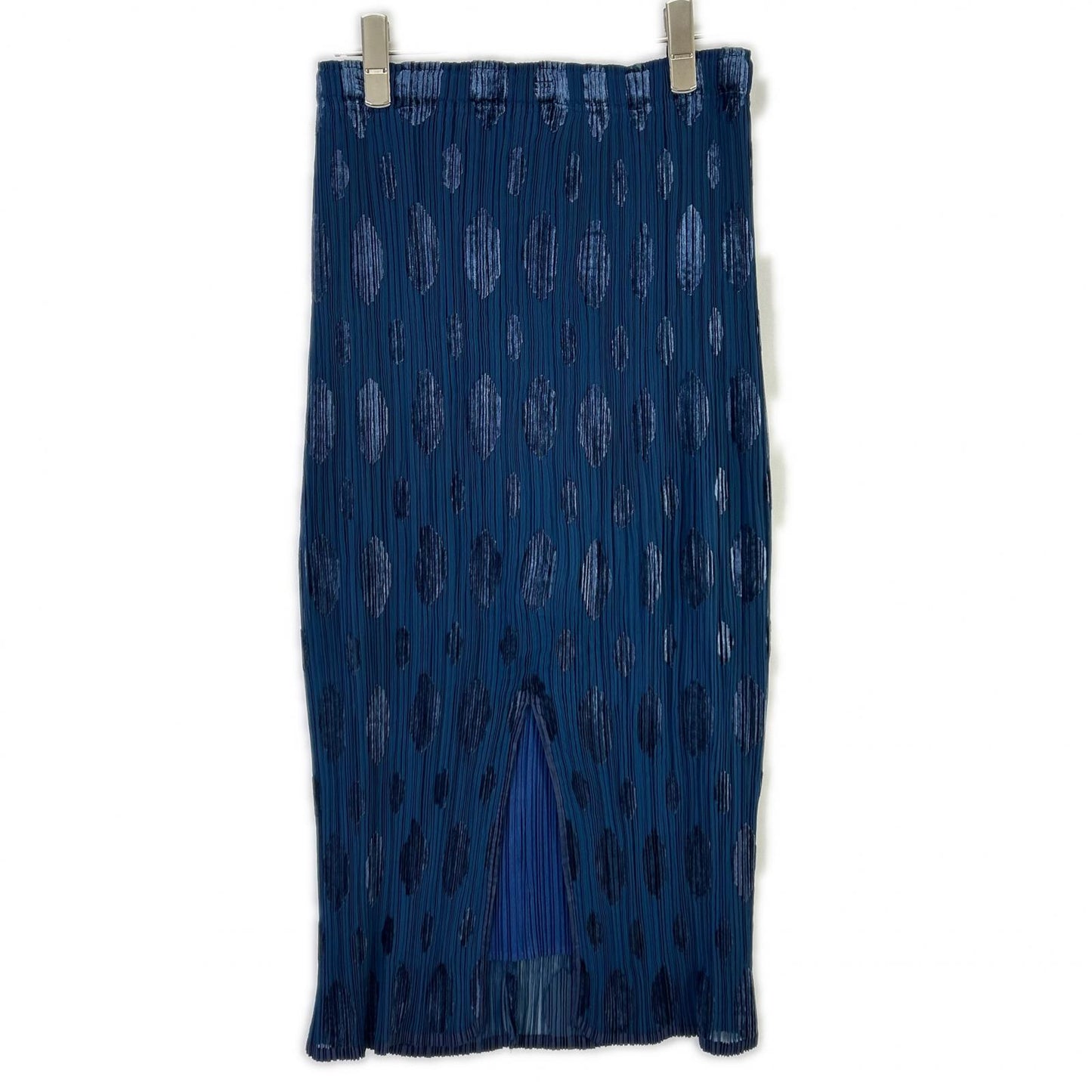 ISSEY MIYAKE FETE IF64-FG736 Blue Large-Dot Side-Slit Pleated Skirt