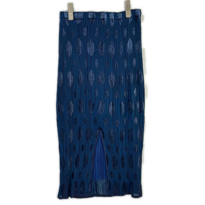 ISSEY MIYAKE FETE IF64-FG736 Blue Large-Dot Side-Slit Pleated Skirt