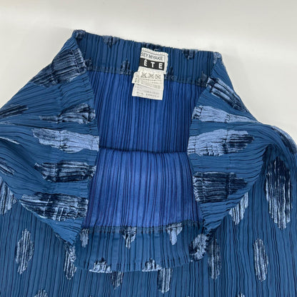 ISSEY MIYAKE FETE IF64-FG736 Blue Large-Dot Side-Slit Pleated Skirt
