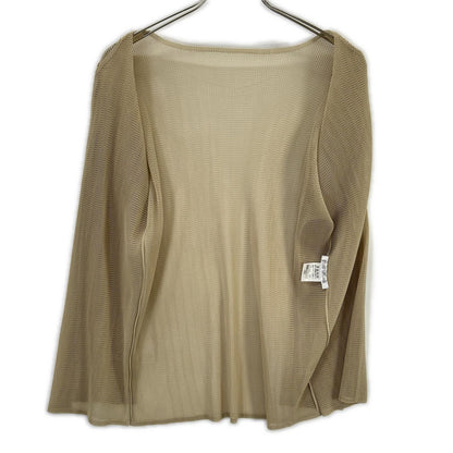 PLEATS PLEASE プリーツプリーズ PP13-F0255 ベージュ メッシュプリーツノーカラーカーディガン トップス
