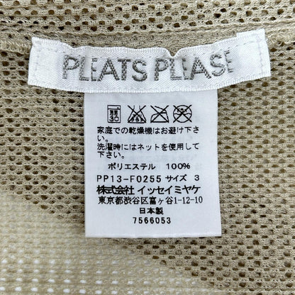 PLEATS PLEASE プリーツプリーズ PP13-F0255 ベージュ メッシュプリーツノーカラーカーディガン トップス