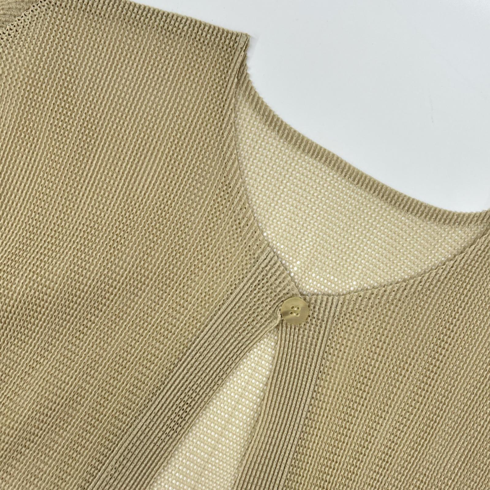 PLEATS PLEASE プリーツプリーズ PP13-F0255 ベージュ メッシュプリーツノーカラーカーディガン トップス