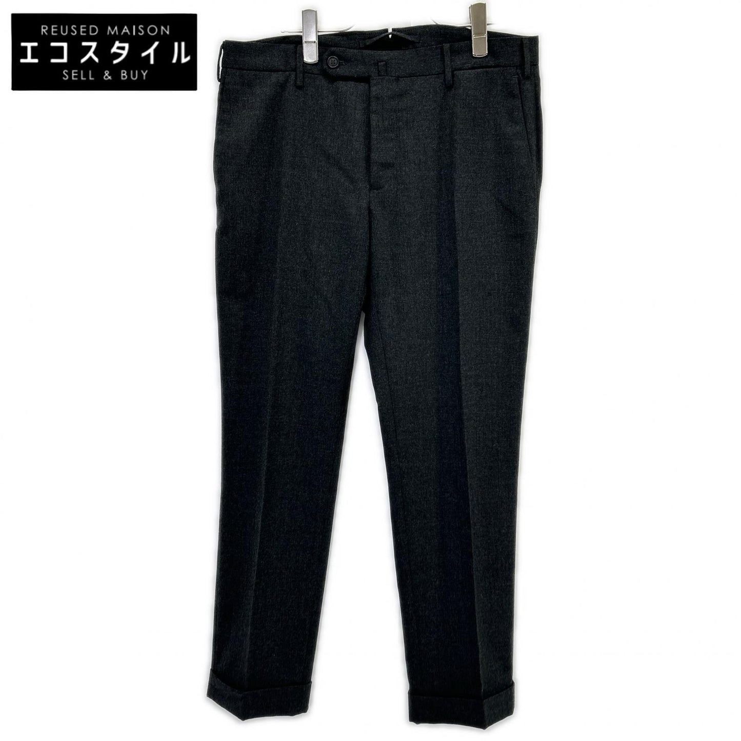 INCOTEX インコテックス チャコール ハイコンフォート SLOWEAR ワンタック ダブル スラックスパンツ ボトムス