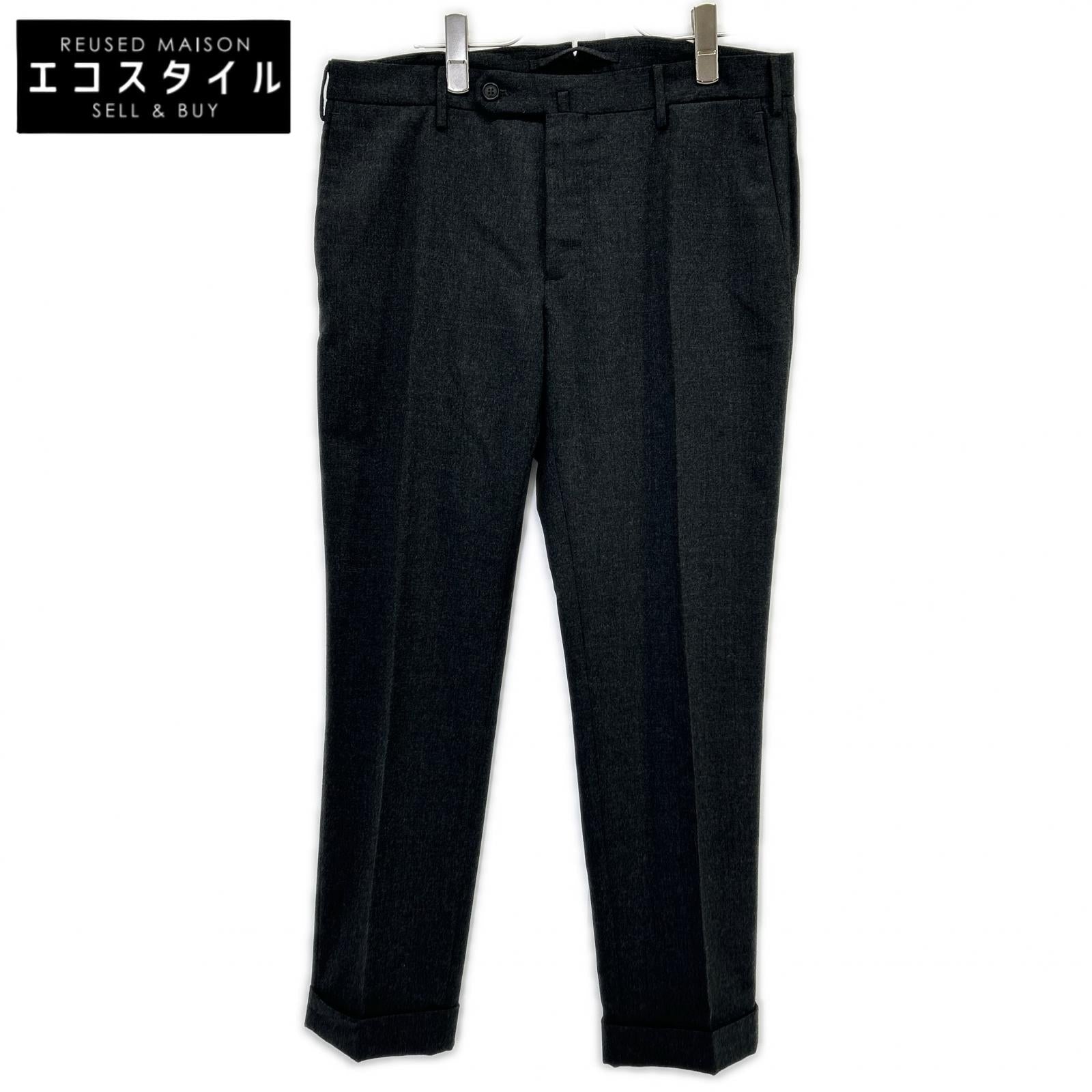 INCOTEX インコテックス チャコール ハイコンフォート SLOWEAR ワンタック ダブル スラックスパンツ ボトムス