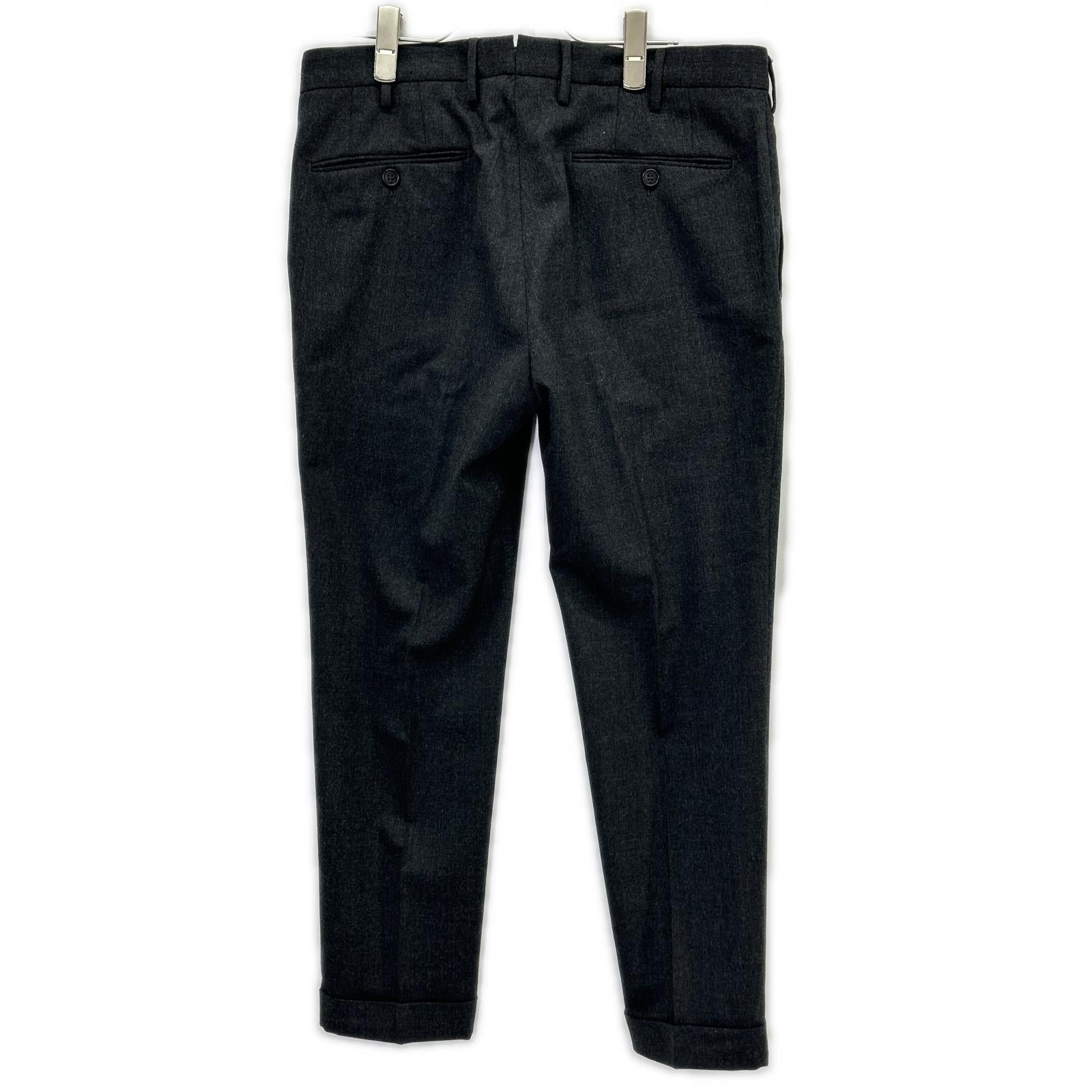 INCOTEX インコテックス チャコール ハイコンフォート SLOWEAR ワンタック ダブル スラックスパンツ ボトムス
