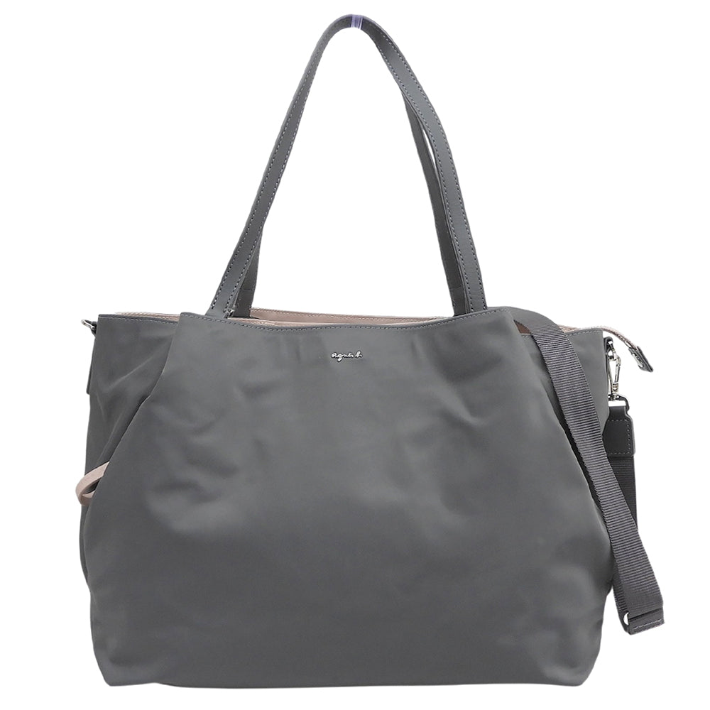 agnes b アニエスベー 美品 2WAYトートバッグ トートバッグ レディース ナイロン グレー OAS14-01 トートバッグ