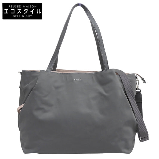 agnes b アニエスベー 美品 2WAYトートバッグ トートバッグ レディース ナイロン グレー OAS14-01 トートバッグ