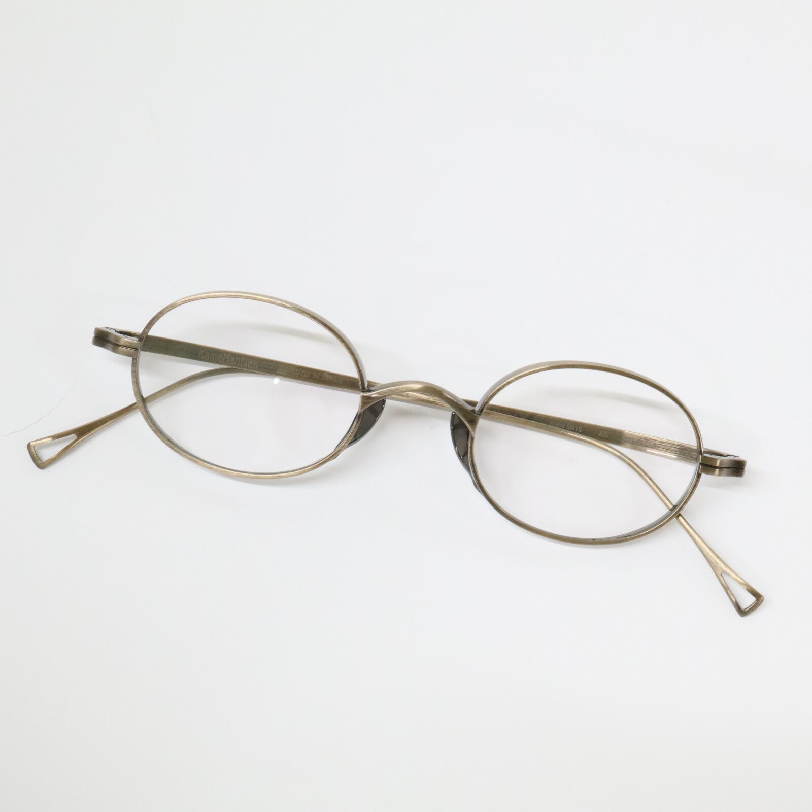 KameManNen カメマンネン 【美品】KMN9918 AG TITANIUM オーバルシェイプ アイウェア 眼鏡